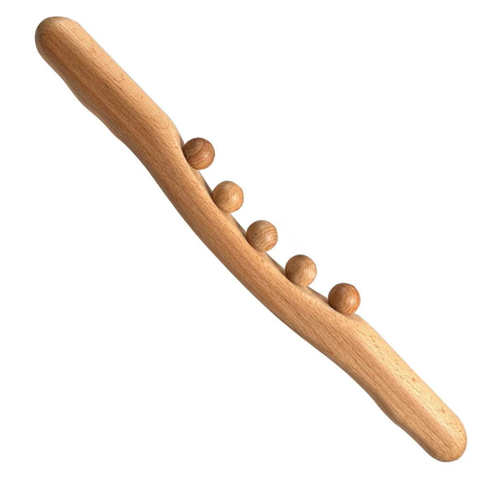 1Pcs Guasha Wood Stick Massage Tool,5 Beads