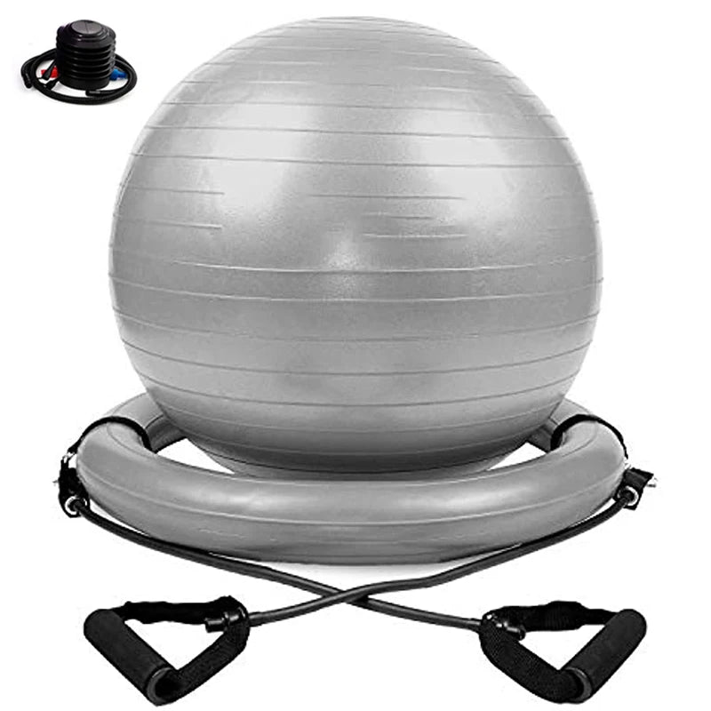 Stability Ball Chair With Inflatable Stability Base & Resistance Bands