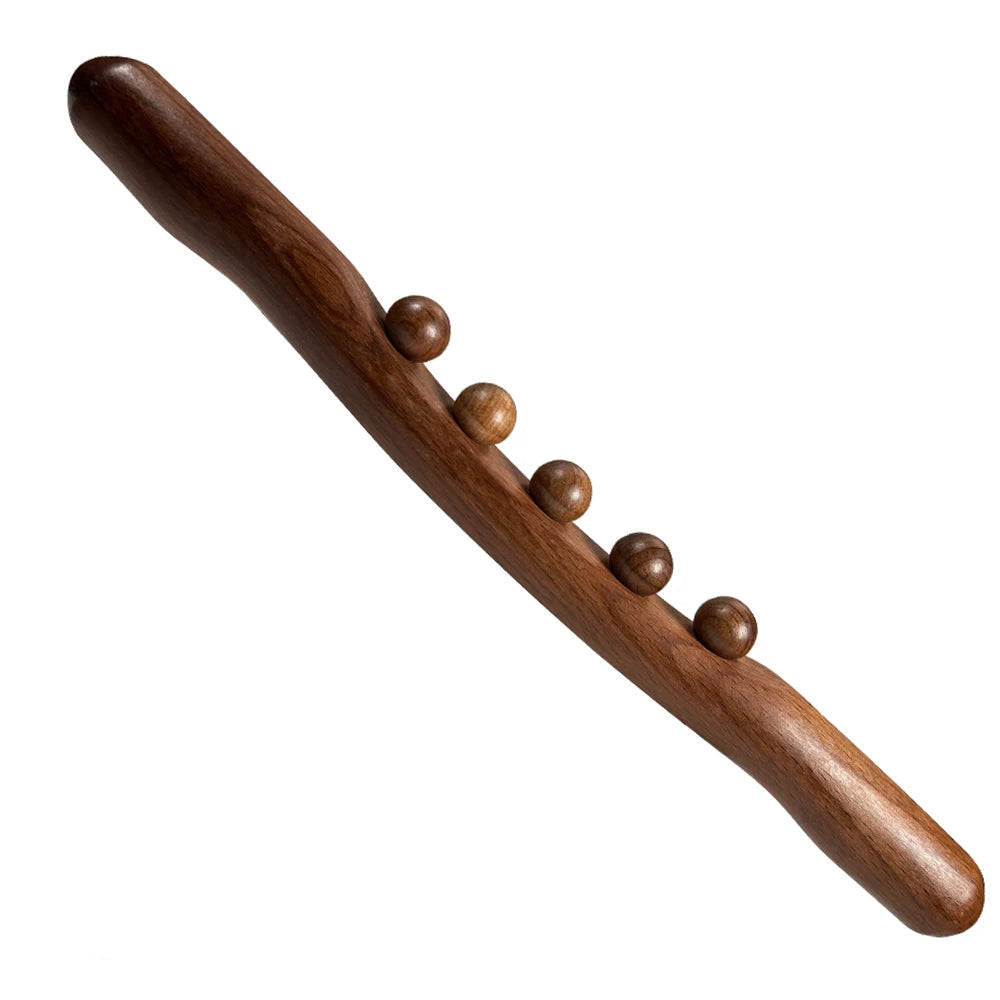 1Pcs Guasha Wood Stick Massage Tool,5 Beads